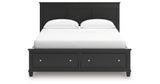 Lanolee California King Panel Storage Bed with Mirrored Dresser and Nightstand in Black from Ashley - Luna Furniture