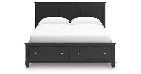 Lanolee California King Panel Storage Bed with Mirrored Dresser in Black from Ashley - Luna Furniture