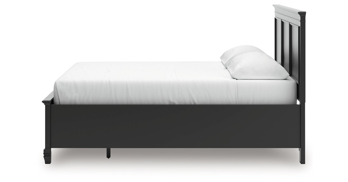 Lanolee California King Panel Storage Bed with Dresser and Nightstand in Black from Ashley - Luna Furniture