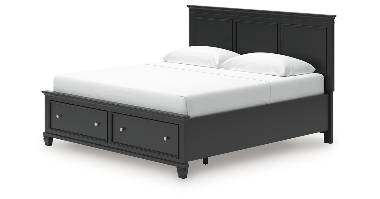 Lanolee King Panel Storage Bed with Dresser in Black from Ashley - Luna Furniture