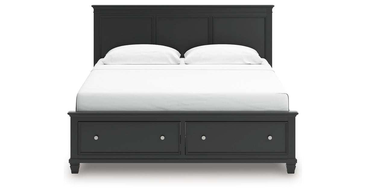 Lanolee King Panel Storage Bed with Dresser in Black from Ashley - Luna Furniture