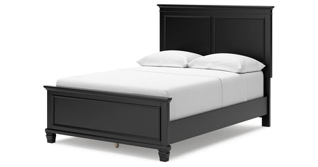 Lanolee Full Panel Bed with Mirrored Dresser and 2 Nightstands in Black from Ashley - Luna Furniture