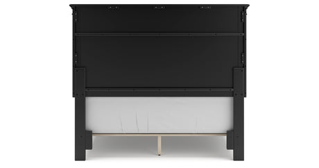 Lanolee Full Panel Bed with Mirrored Dresser, Chest and 2 Nightstands in Black from Ashley - Luna Furniture