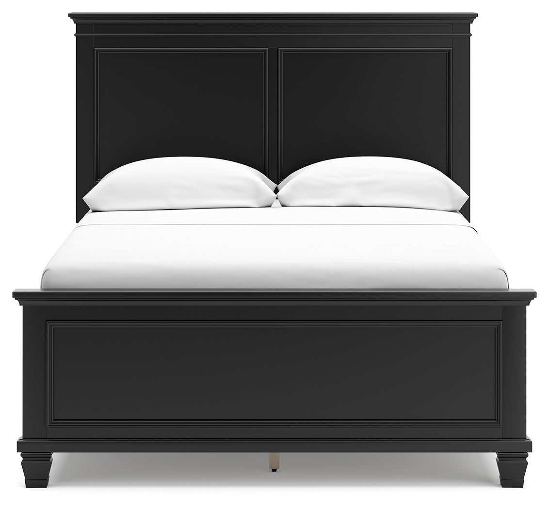 Lanolee Full Panel Bed with Mirrored Dresser in Black from Ashley - Luna Furniture