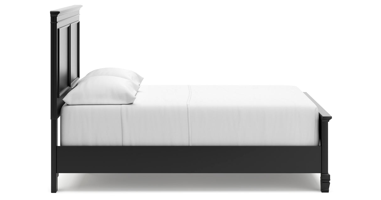 Lanolee Full Panel Bed with Mirrored Dresser, Chest and 2 Nightstands in Black from Ashley - Luna Furniture
