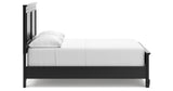 Lanolee Full Panel Bed with Mirrored Dresser, Chest and 2 Nightstands in Black from Ashley - Luna Furniture