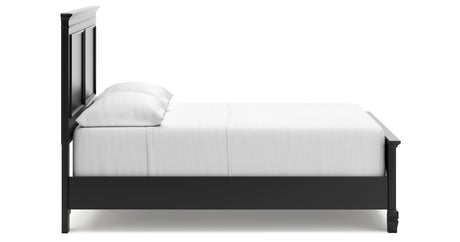 Lanolee Full Panel Bed with Mirrored Dresser, Chest and 2 Nightstands in Black from Ashley - Luna Furniture