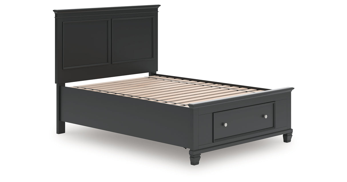 Lanolee Full Panel Storage Bed with Mirrored Dresser and Nightstand in Black from Ashley Furniture - Luna Furniture