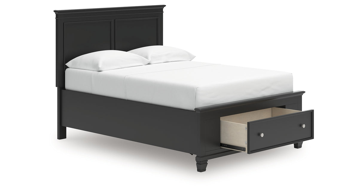 Lanolee Full Panel Storage Bed with Mirrored Dresser and Nightstand in Black from Ashley Furniture - Luna Furniture