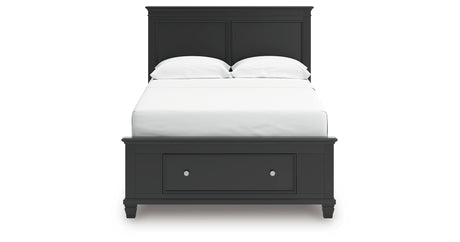 Lanolee Full Panel Storage Bed with Mirrored Dresser and Nightstand in Black from Ashley - Luna Furniture