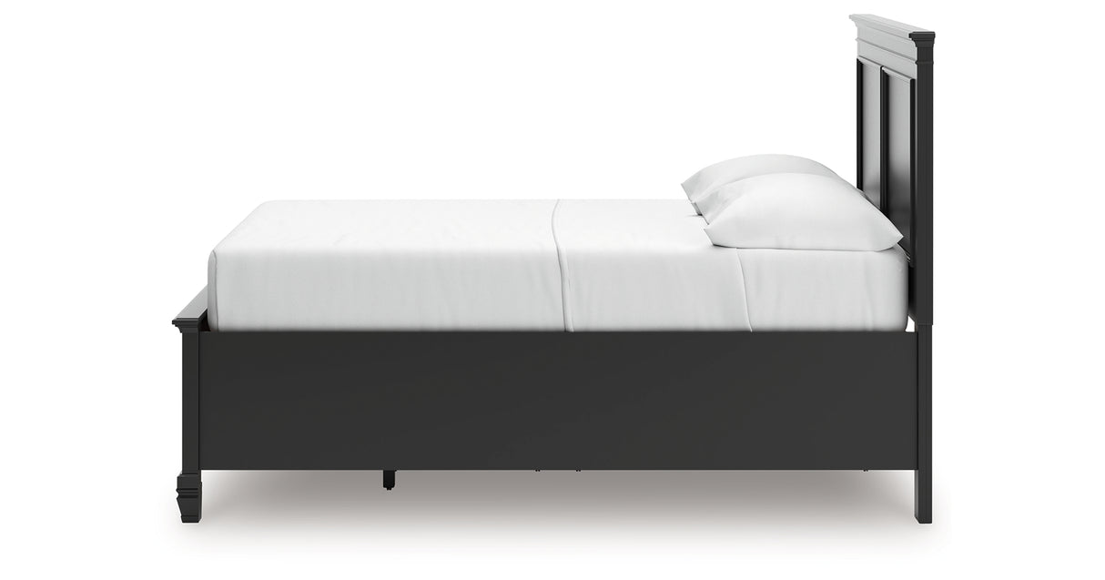 Lanolee Full Panel Storage Bed with Mirrored Dresser and Nightstand in Black from Ashley Furniture - Luna Furniture