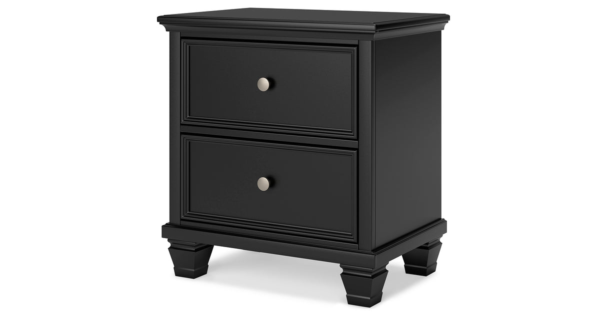 Lanolee Twin Panel Bed with Mirrored Dresser, Chest and 2 Nightstands in Black from Ashley Furniture - Luna Furniture