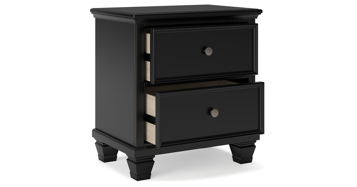 Lanolee Twin Panel Bed with Mirrored Dresser, Chest and 2 Nightstands in Black from Ashley Furniture - Luna Furniture