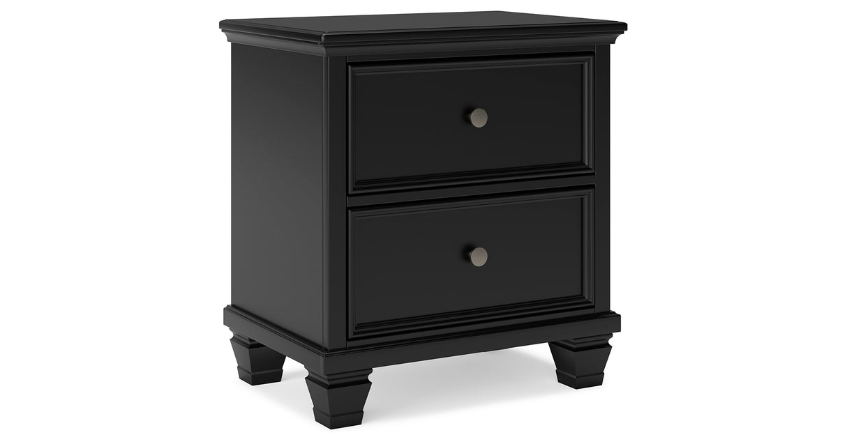 Lanolee Twin Panel Bed with Mirrored Dresser, Chest and Nightstand in Black from Ashley Furniture - Luna Furniture