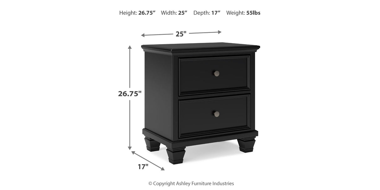 Lanolee Twin Panel Bed with Mirrored Dresser, Chest and Nightstand in Black from Ashley Furniture - Luna Furniture