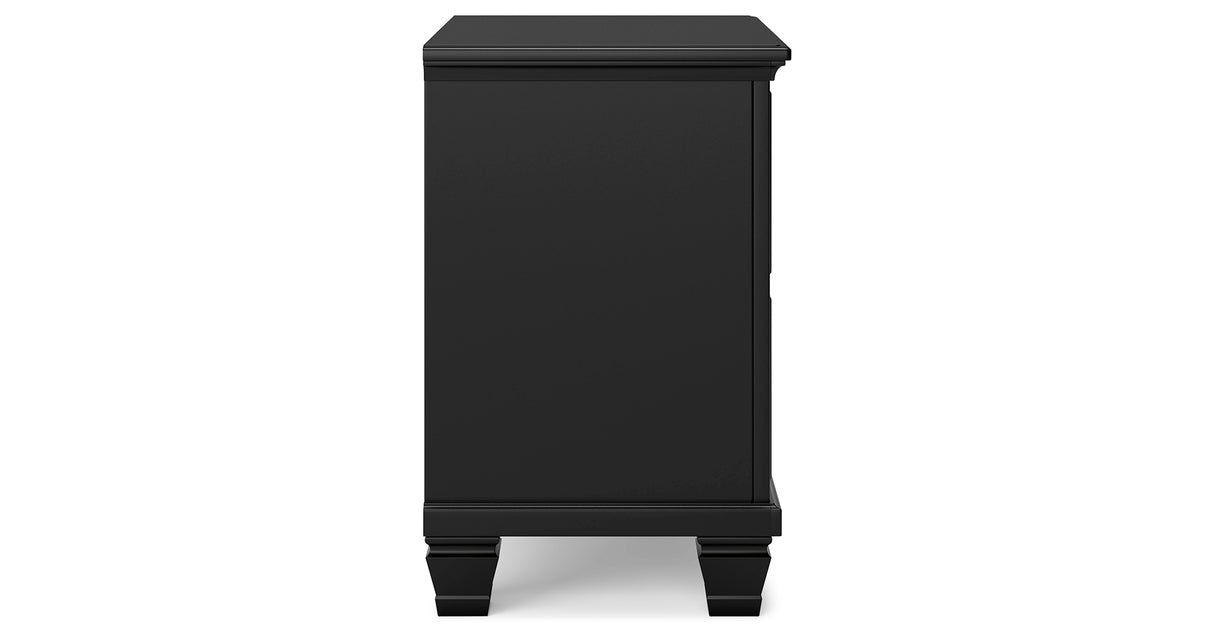 Lanolee Twin Panel Bed with Mirrored Dresser and Nightstand in Black from Ashley Furniture - Luna Furniture