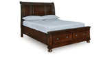 Porter Rustic Brown Queen Sleigh Storage Platform Bed, Dresser and Mirror from Ashley - Luna Furniture
