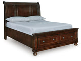 Porter Rustic Brown Queen Sleigh Storage Platform Bed, Dresser and Mirror from Ashley - Luna Furniture