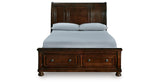 Porter Rustic Brown Queen Sleigh Storage Platform Bed, Dresser and Mirror from Ashley - Luna Furniture