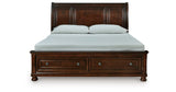 Porter Rustic Brown King Sleigh Storage Platform Bed from Ashley Furniture - Luna Furniture