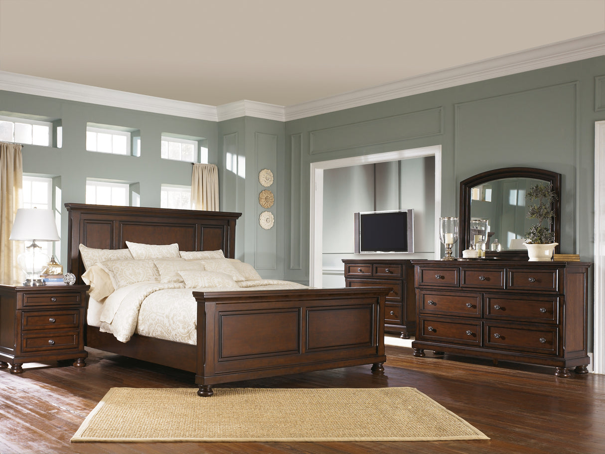 Porter Rustic Brown Queen Panel Bed, Dresser and Mirror from Ashley Furniture - Luna Furniture
