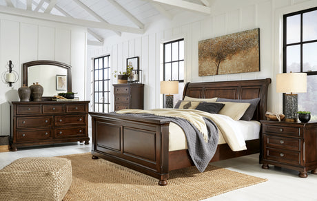 Porter Rustic Brown Sleigh Platform Bedroom Set from Ashley - Luna Furniture