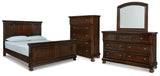 Porter California King Panel Bed with Mirrored Dresser and Chest in Rustic Brown from Ashley Furniture - Luna Furniture