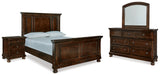 Porter Rustic Brown Queen Panel Bed, Dresser, Mirror and Nightstand from Ashley - Luna Furniture