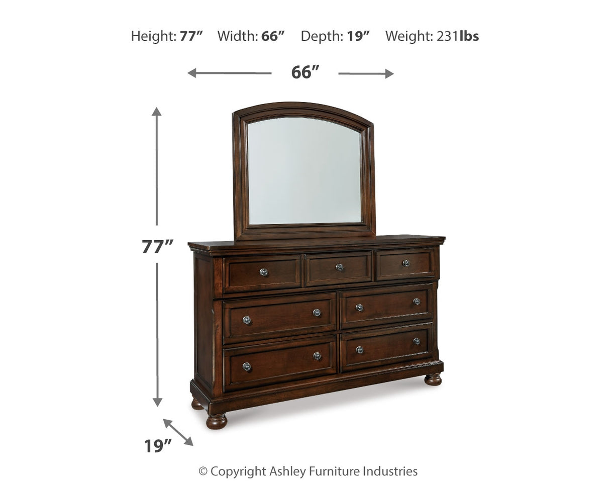 Porter Rustic Brown King Panel Bed, Dresser, Mirror, Chest and Nightstand from Ashley Furniture - Luna Furniture