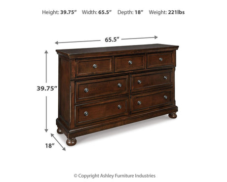 Porter Queen Panel Bed with Dresser in Rustic Brown from Ashley - Luna Furniture
