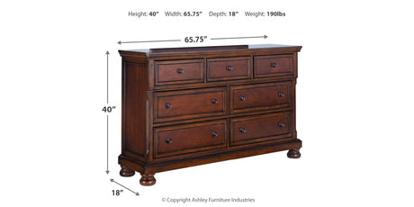 Porter King Panel Bed with Dresser in Rustic Brown from Ashley - Luna Furniture