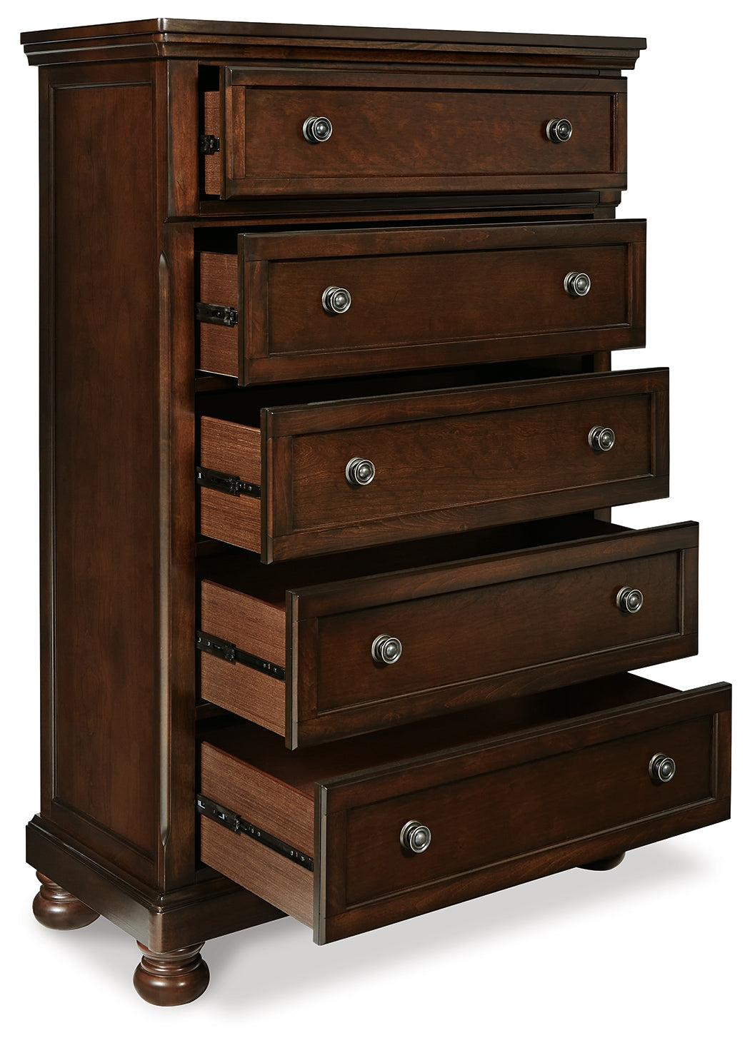 Porter Rustic Brown King Panel Bed, Dresser, Mirror, Chest and Nightstand from Ashley Furniture - Luna Furniture
