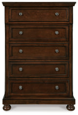 Porter Rustic Brown Queen Panel Bed, Dresser, Mirror and Nightstand from Ashley - Luna Furniture