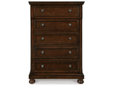 Porter California King Panel Bed with Mirrored Dresser, Chest and 2 Nightstands in Rustic Brown from Ashley Furniture - Luna Furniture