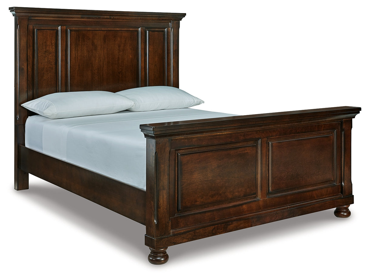Porter Rustic Brown Queen Panel Bed, Dresser, Mirror and Nightstand from Ashley - Luna Furniture