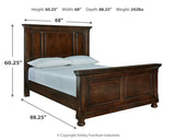 Porter Rustic Brown Queen Panel Bed, Dresser, Mirror and 2 Nightstands from Ashley Furniture - Luna Furniture