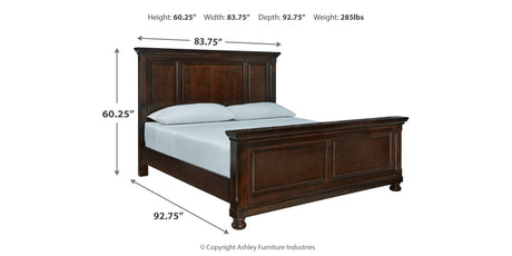 Porter California King Panel Bed with Mirrored Dresser and 2 Nightstands in Rustic Brown from Ashley Furniture - Luna Furniture