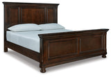 Porter California King Panel Bed with Mirrored Dresser and Chest in Rustic Brown from Ashley Furniture - Luna Furniture