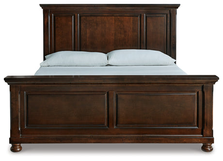 Porter California King Panel Bed with Mirrored Dresser and Chest in Rustic Brown from Ashley - Luna Furniture