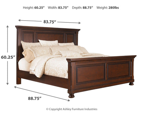 Porter Rustic Brown King Panel Bed, Dresser, Mirror, Chest and Nightstand from Ashley Furniture - Luna Furniture