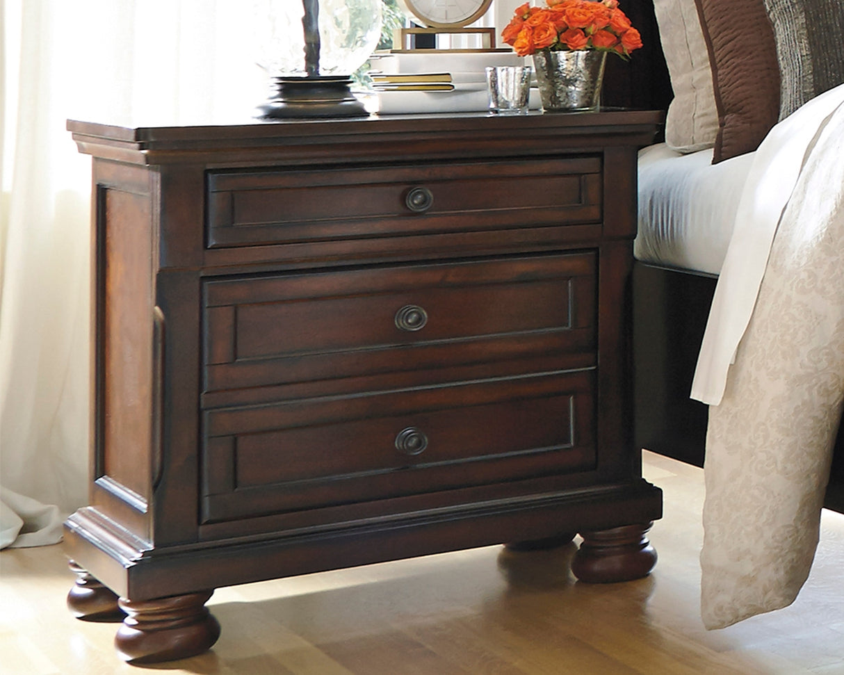 Porter Rustic Brown Queen Panel Bed, Dresser, Mirror and Nightstand from Ashley - Luna Furniture