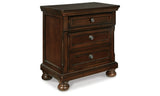 Porter California King Panel Bed with Mirrored Dresser, Chest and 2 Nightstands in Rustic Brown from Ashley Furniture - Luna Furniture