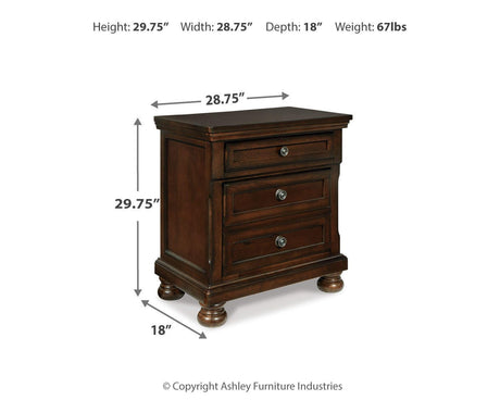 Porter Rustic Brown Queen Panel Bed with Mirrored Dresser and 2 Nightstands from Ashley - Luna Furniture