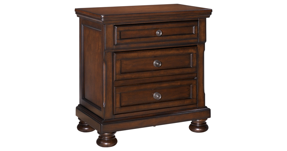 Porter Queen Panel Bed with Mirrored Dresser, Chest and 2 Nightstands in Rustic Brown from Ashley Furniture - Luna Furniture