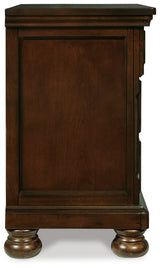 Porter Rustic Brown Queen Panel Bed, Dresser, Mirror and 2 Nightstands from Ashley Furniture - Luna Furniture