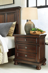 Porter California King Panel Bed with Mirrored Dresser, Chest and 2 Nightstands in Rustic Brown from Ashley Furniture - Luna Furniture