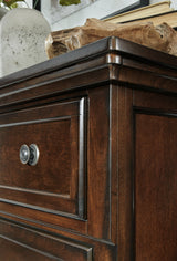 Porter California King Panel Bed with Mirrored Dresser, Chest and 2 Nightstands in Rustic Brown from Ashley Furniture - Luna Furniture