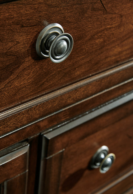 Porter Rustic Brown King Panel Bed, Dresser, Mirror, Chest and Nightstand from Ashley Furniture - Luna Furniture
