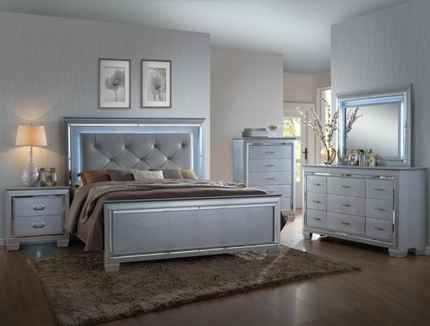 silver bling dresser Lillian Dresser & LED Mirror