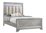 Vail Gray King LED Upholstered Panel Bed from Crown Mark - Luna Furniture